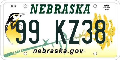 NE license plate 99KZ38