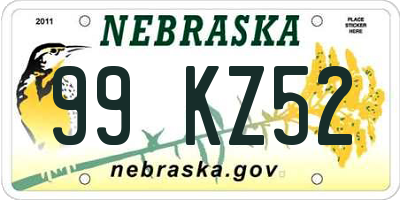 NE license plate 99KZ52