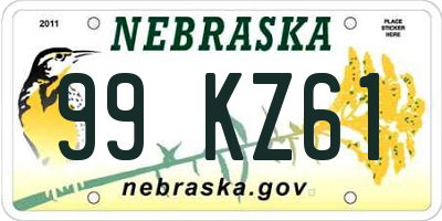 NE license plate 99KZ61