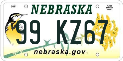 NE license plate 99KZ67