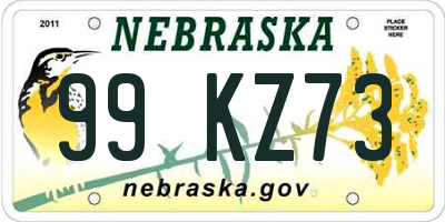 NE license plate 99KZ73