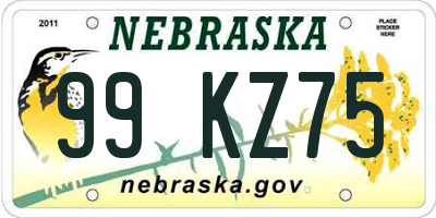 NE license plate 99KZ75