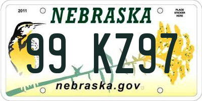 NE license plate 99KZ97