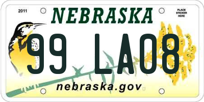 NE license plate 99LA08
