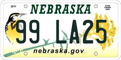 NE license plate 99LA25
