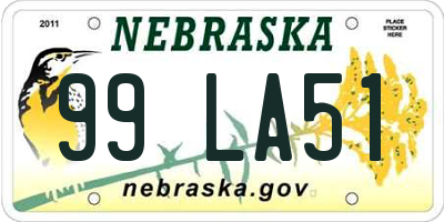 NE license plate 99LA51