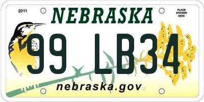 NE license plate 99LB34