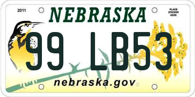 NE license plate 99LB53