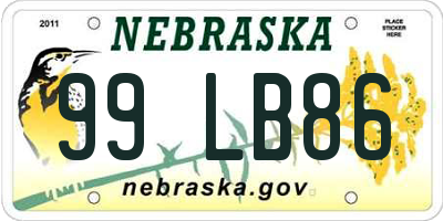NE license plate 99LB86