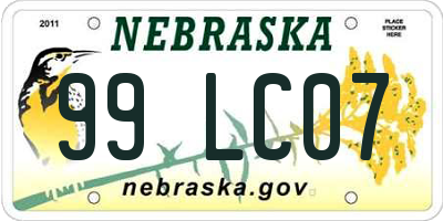 NE license plate 99LC07