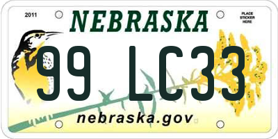 NE license plate 99LC33