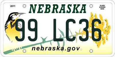 NE license plate 99LC36