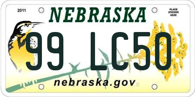 NE license plate 99LC50