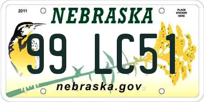 NE license plate 99LC51