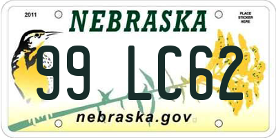 NE license plate 99LC62