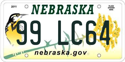 NE license plate 99LC64