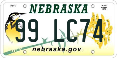 NE license plate 99LC74