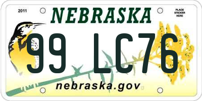 NE license plate 99LC76