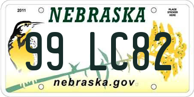NE license plate 99LC82