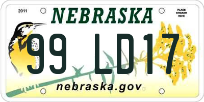 NE license plate 99LD17