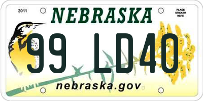 NE license plate 99LD40