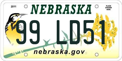 NE license plate 99LD51