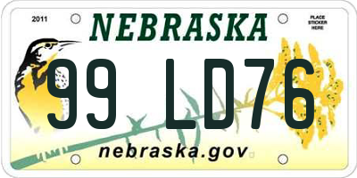 NE license plate 99LD76