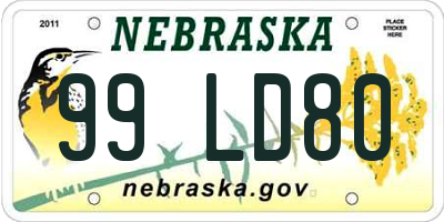 NE license plate 99LD80