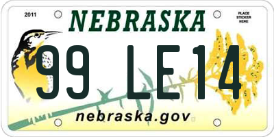 NE license plate 99LE14