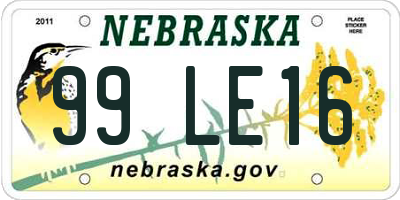 NE license plate 99LE16