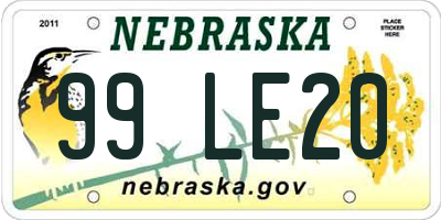 NE license plate 99LE20