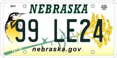 NE license plate 99LE24