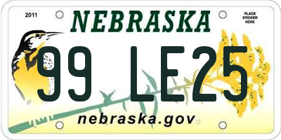 NE license plate 99LE25