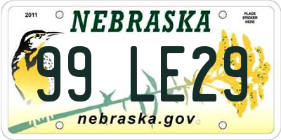 NE license plate 99LE29