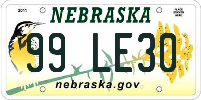 NE license plate 99LE30