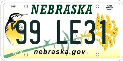 NE license plate 99LE31