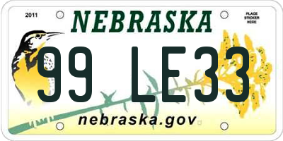 NE license plate 99LE33