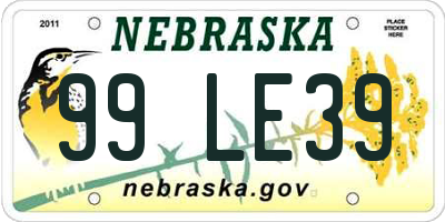 NE license plate 99LE39