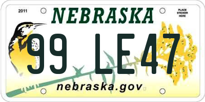 NE license plate 99LE47