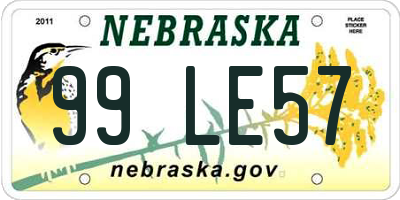 NE license plate 99LE57