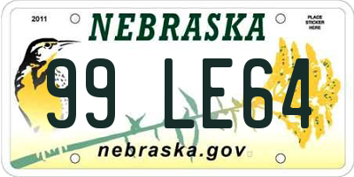 NE license plate 99LE64