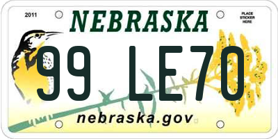 NE license plate 99LE70