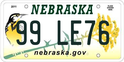 NE license plate 99LE76