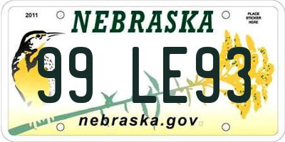 NE license plate 99LE93