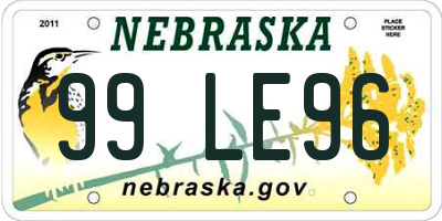 NE license plate 99LE96