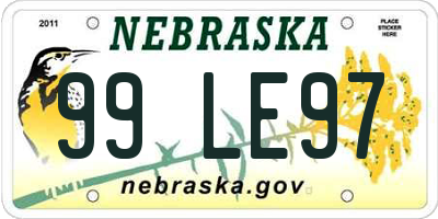 NE license plate 99LE97