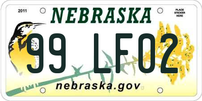 NE license plate 99LF02