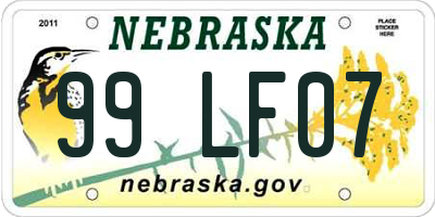 NE license plate 99LF07