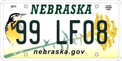 NE license plate 99LF08