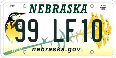 NE license plate 99LF10